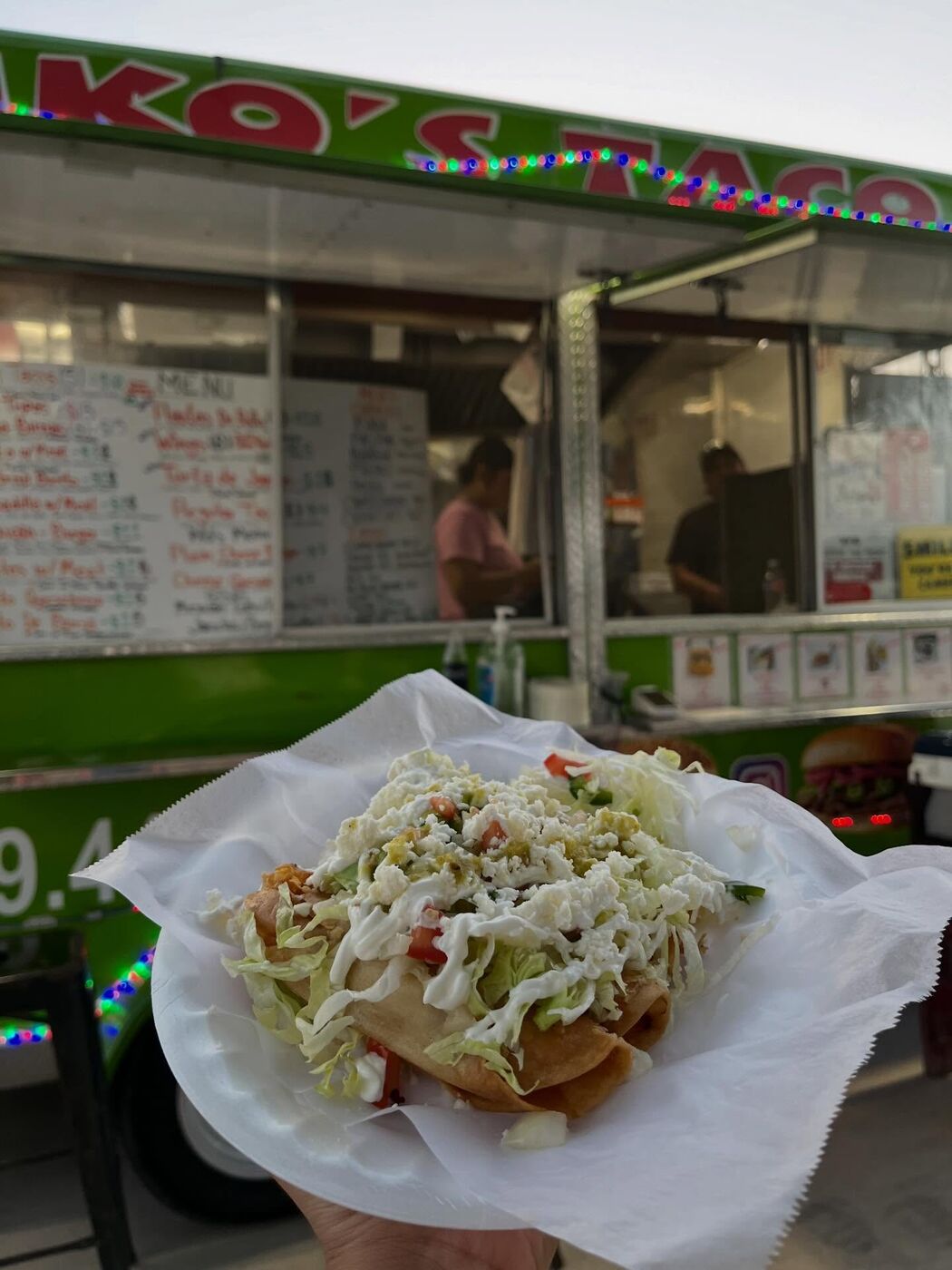 Kiko's Tacos food truck with a fresh street taco